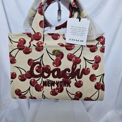 Coach Cargo Tote 26 Cream Cherry