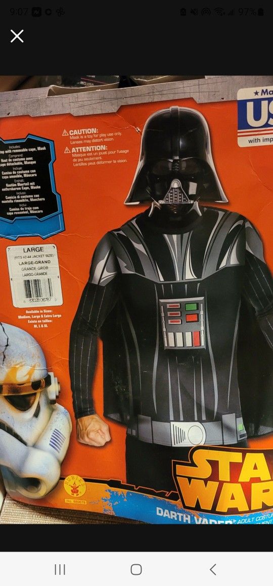 Darth BADER Large Custom, MASK AND UPPER SHIRT/CAPE