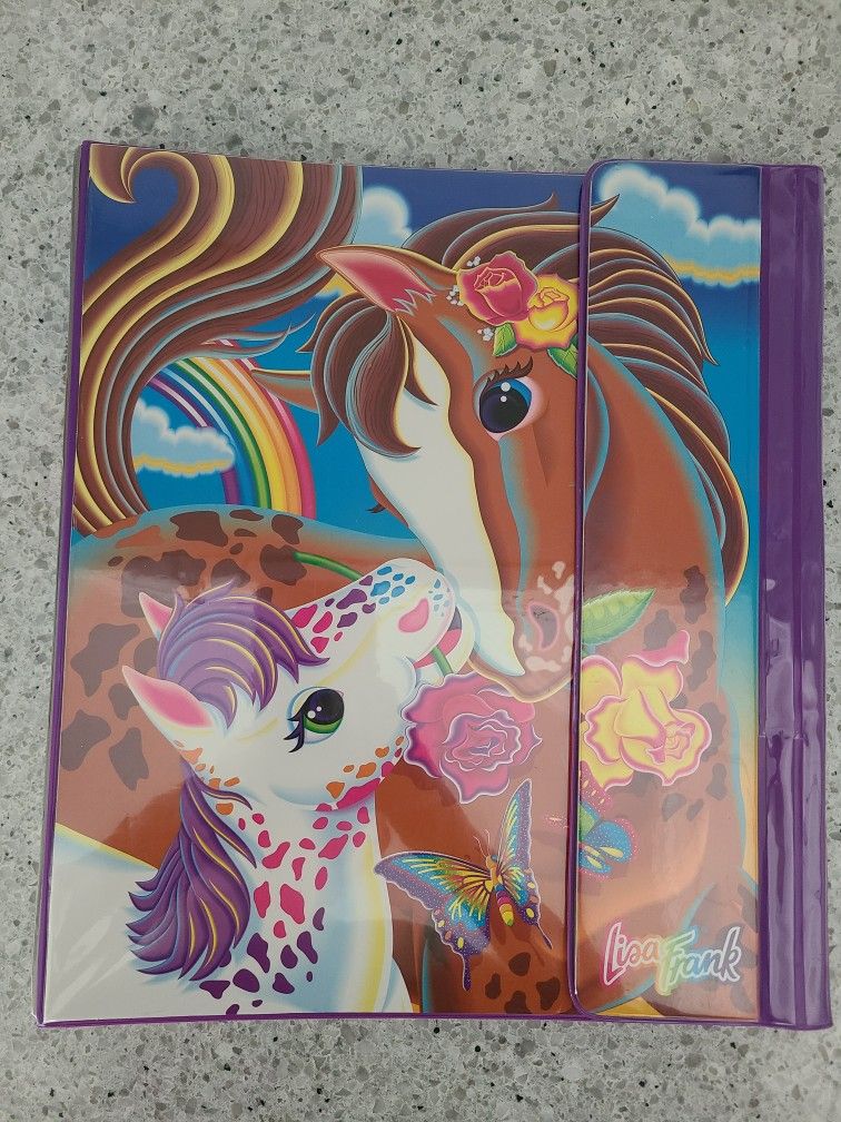 Vintage 1990s Lisa Frank Trapper Keeper Binder Rainbow Horse Pony Lollipop Magic