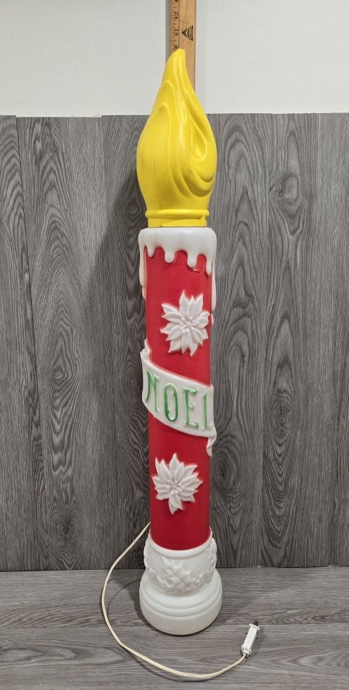 Vintage 1973 Blow Mold NOEL Candle Christmas Empire Rare 38”