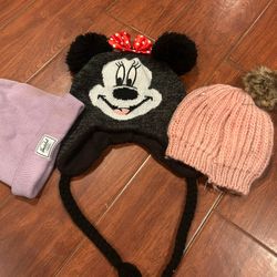 Little girls had beanies
