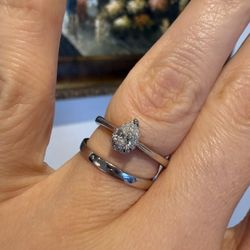 14K White Gold Natural Diamonds Engagement Wedding Ring 