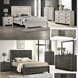 4- Pc Bedroom set Dresser,Mirror  Nightstand (1) Queen size bed frame  Not including Mattress and Box Sp