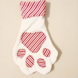 🎄 Giant Paw-Shaped Pet Stocking with Candy-Cane Toe Beans – Free Purr-sonalized Name! 🎄