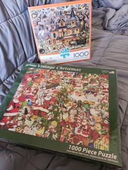 Two 1000-Piece Jigsaw Puzzles – Christmas & Halloween