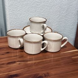 Vintage Stoneware Japan Cups & Saucers • 10-Piece Set