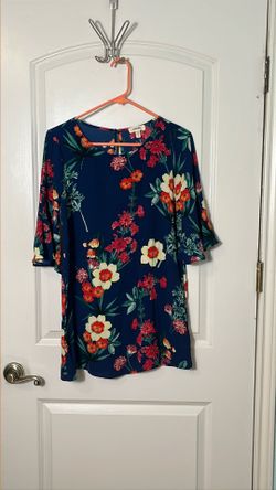 Womens top floral tropical print size S tunic length 3/4 sleeve flutter Meraki