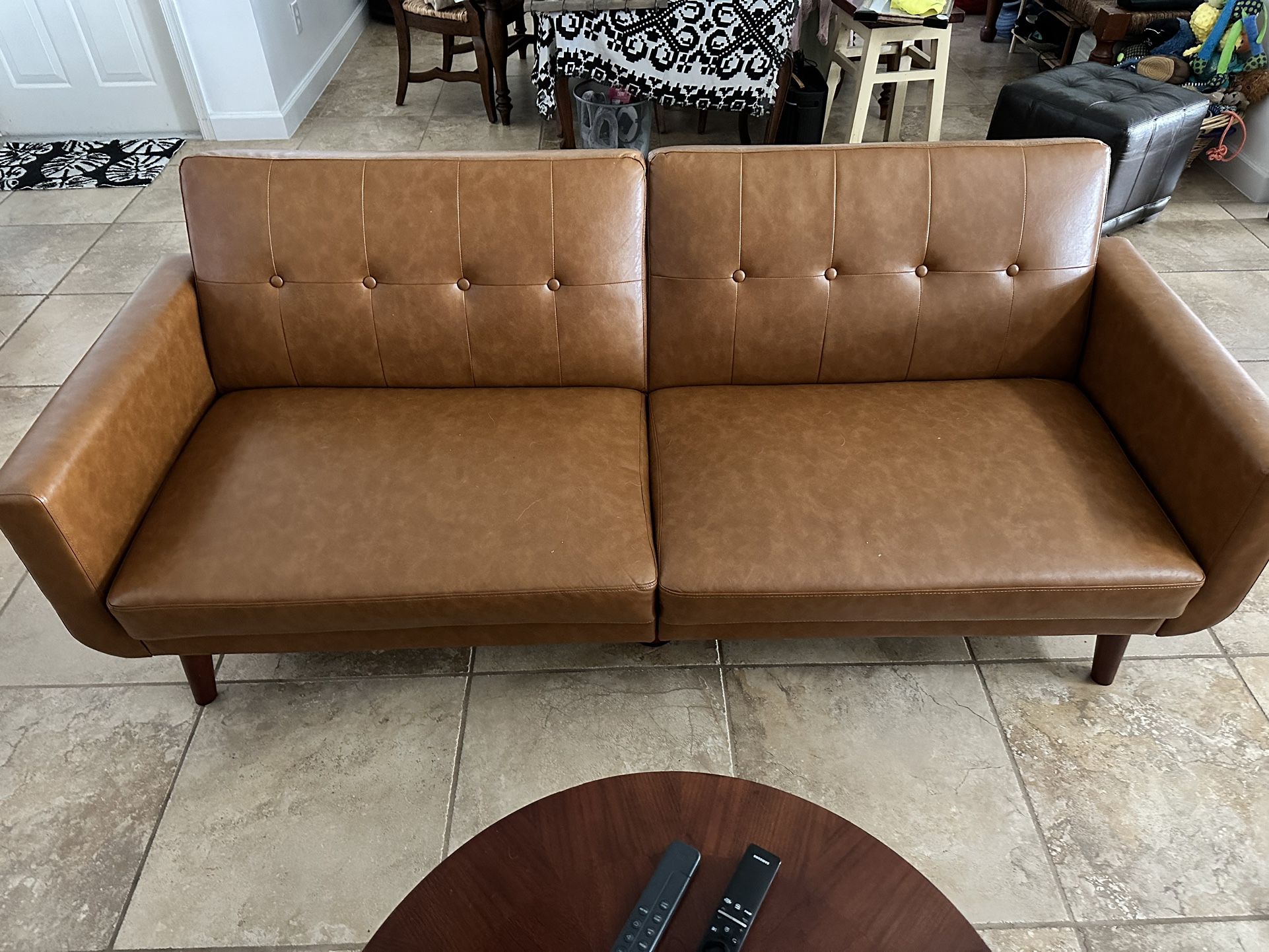 Nola Sofa Bed (camel Faux Leather ) Futon Willing To Negotiate :)