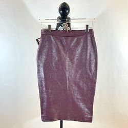 NWT Zara TRF Shimmer Metallic Purple Pencil Skirt
