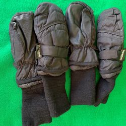 Two Pairs of Black Kid’s Thinsulate Mittens Size M