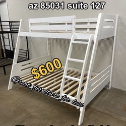 Bunk Bed Twin Over Full White Wood Brand New