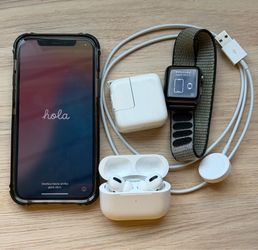 iPhone 12 Pro, Apple Watch and Apple AirPod Pro