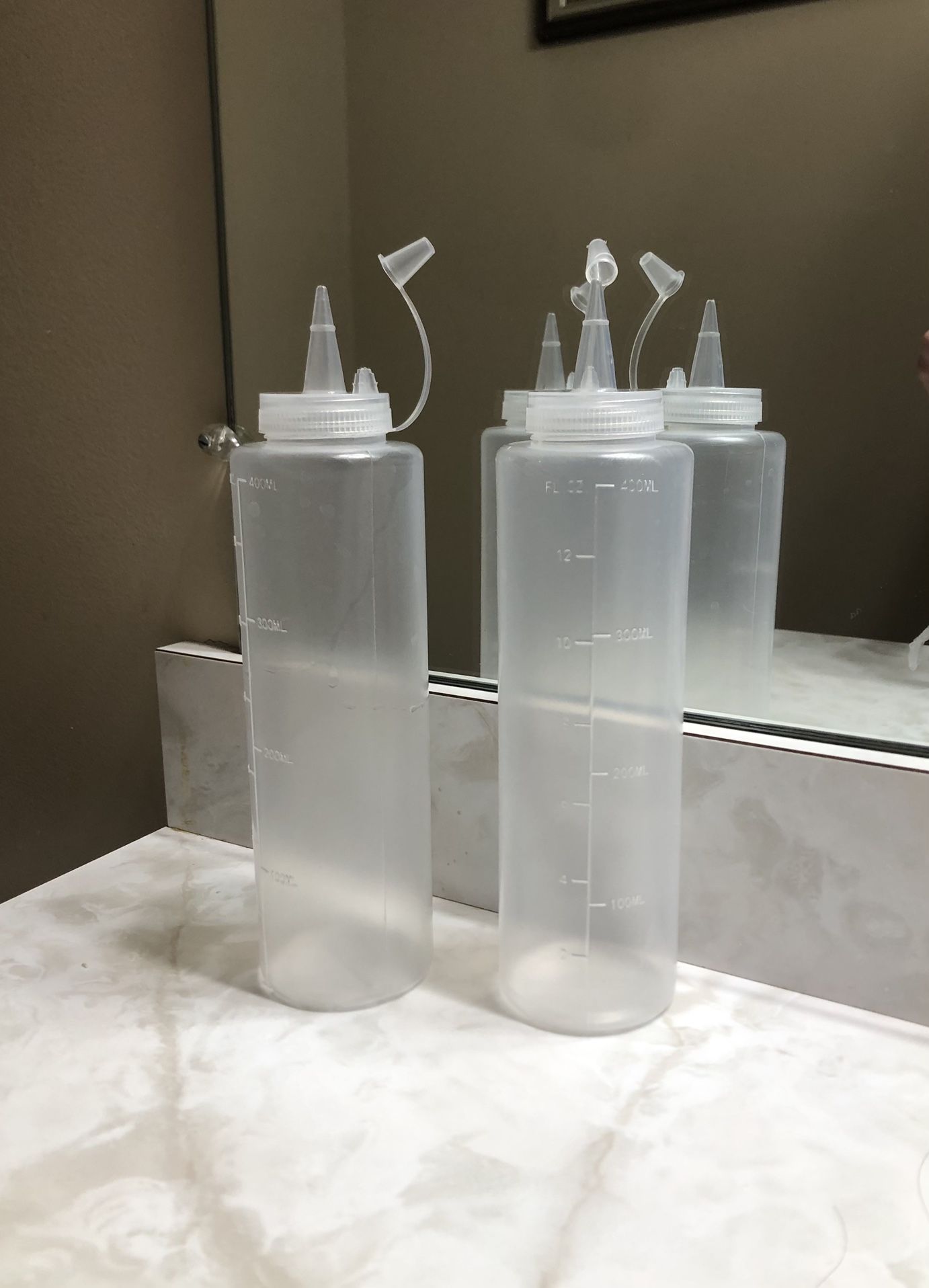 Set of 2 Clear Condiment Squirt Bottles (400 mL)