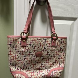 Real Coach Tote Bag:  Pink 