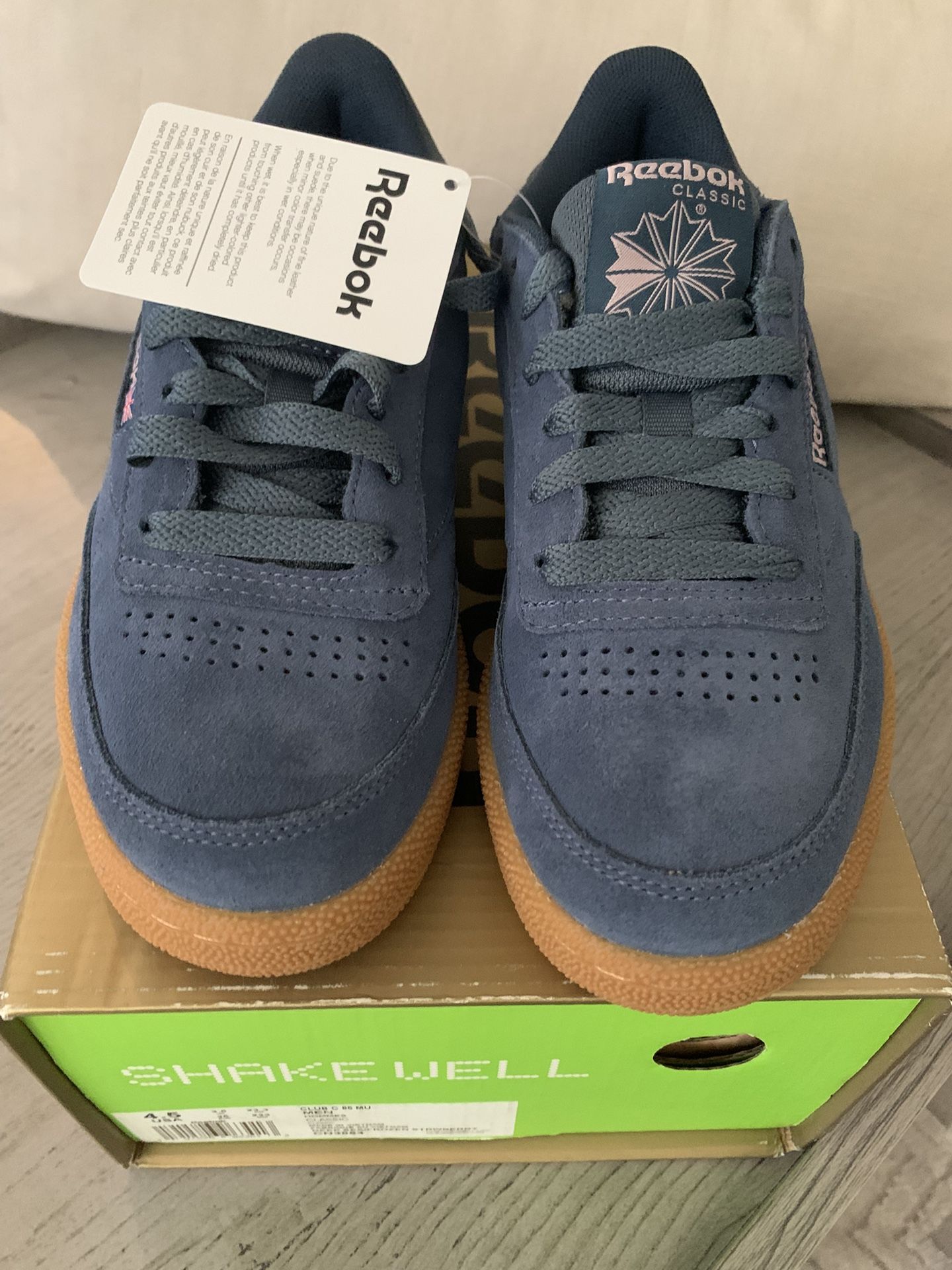 Reebok Club C 85 Shoes, Size 4.5 Mens, Deep Sea/Frozen strawberry Color
