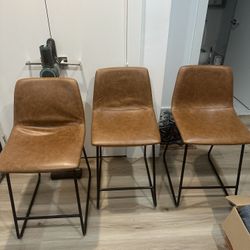 Faux Leather Bar Stools Caramel Color