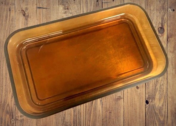 Vintage Anchor Hocking Amber Glass Baking Dish Platter