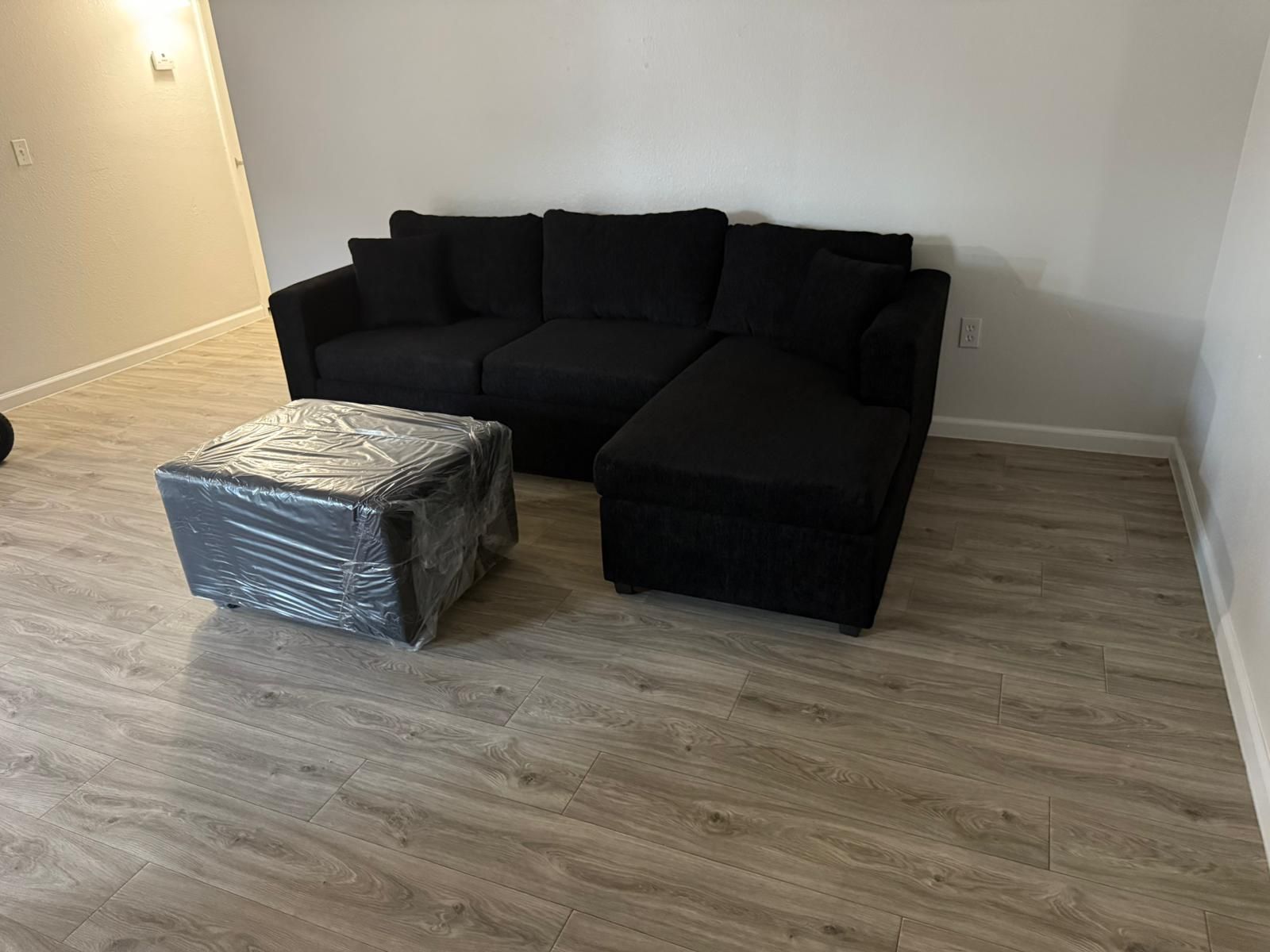 Brand New Black Sectionals With Free Ottoman