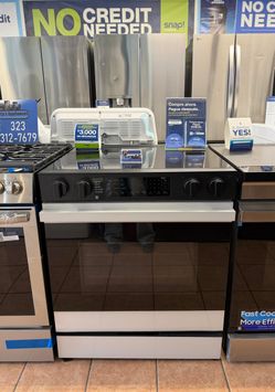 Samsung Bespoke 30 in. 5-Burner Element Smart Slide-In Electric Range in White Glass with Air Fry and Safety Knobs