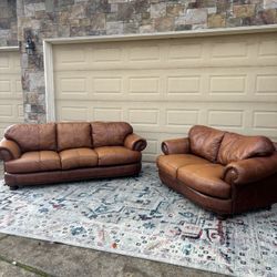 Genuine Leather Sofa & Loveseat Set 