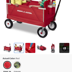 Flyer All Terrain 3-in-1 off Road EZ Fold Wagon for Kids & Cargo, Red