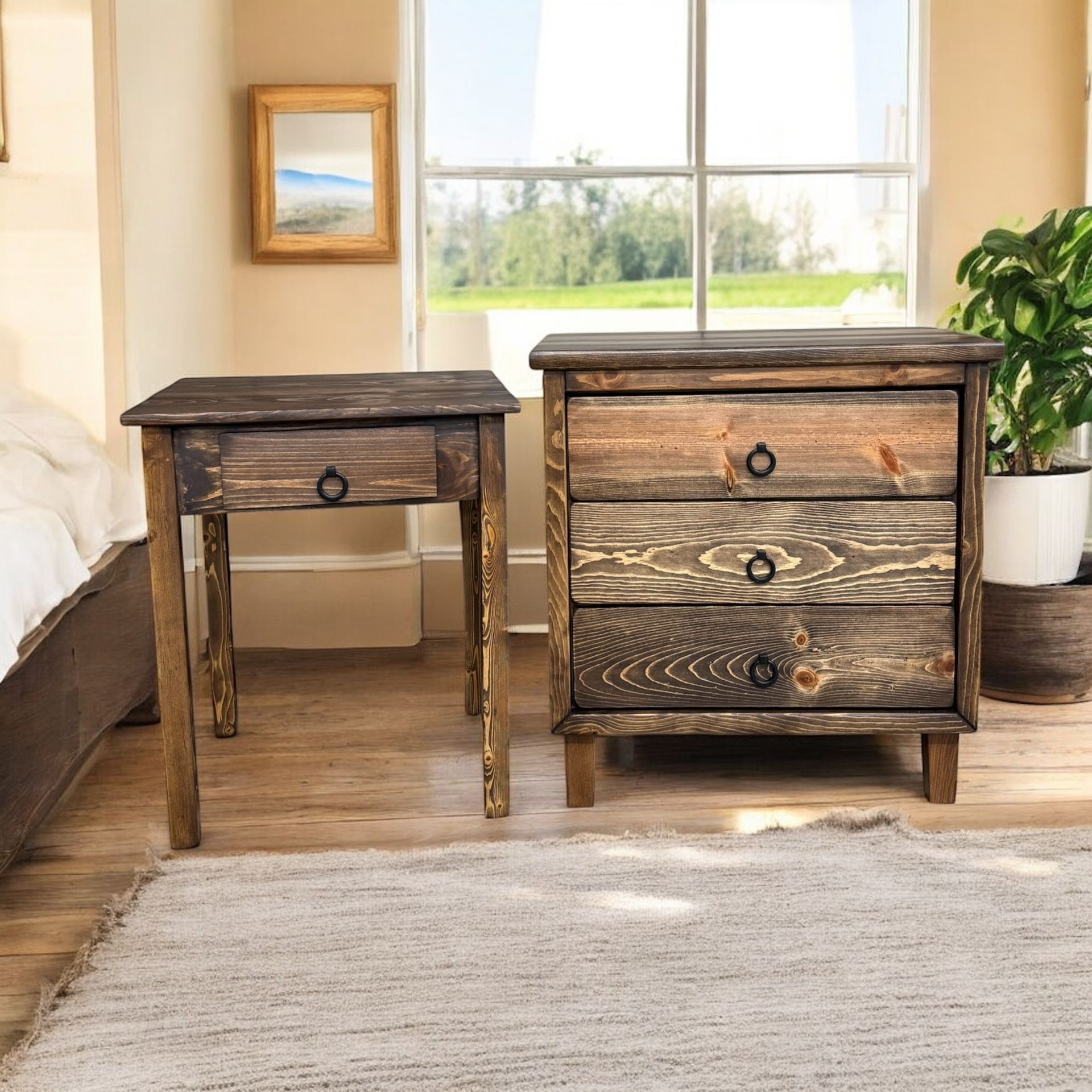 Rustic Charm Bedroom Nightstand Set/Drawer Chest
