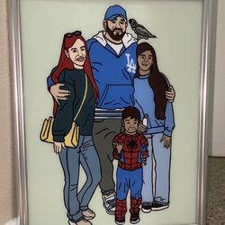 Glass Paintings Family, Friends, Pets, Anime & Cartoon Portraits Available LOCATED IN COVINA