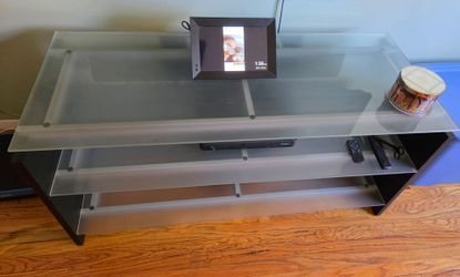 3-Tier Glass TV Stand with black Frame