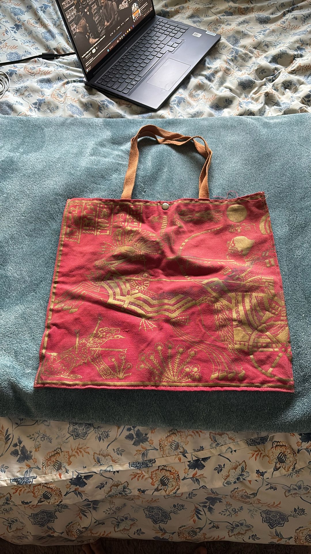 Red Aztec tote bag