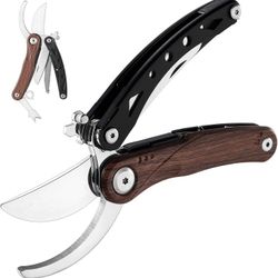 Bravedge Pruning Shears, 5 in 1 Multitools Foldable Garden Scissors with Safety Lock, Stainless Steel Garden Shears Garden tools Hand Clippers Herb Sc