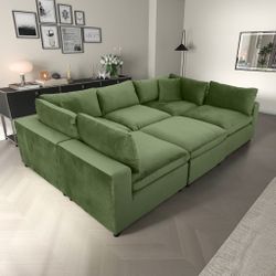 Green Velvet Sectional 
