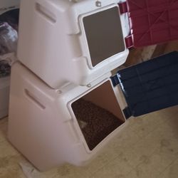 Two (lightly Used)"Blitz" Stac-N-Stor Lockable Pet Food Containers