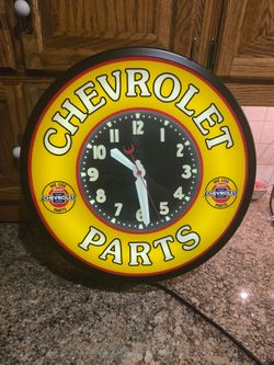 Chevrolet Parts Illuminated Wall Clock Sign