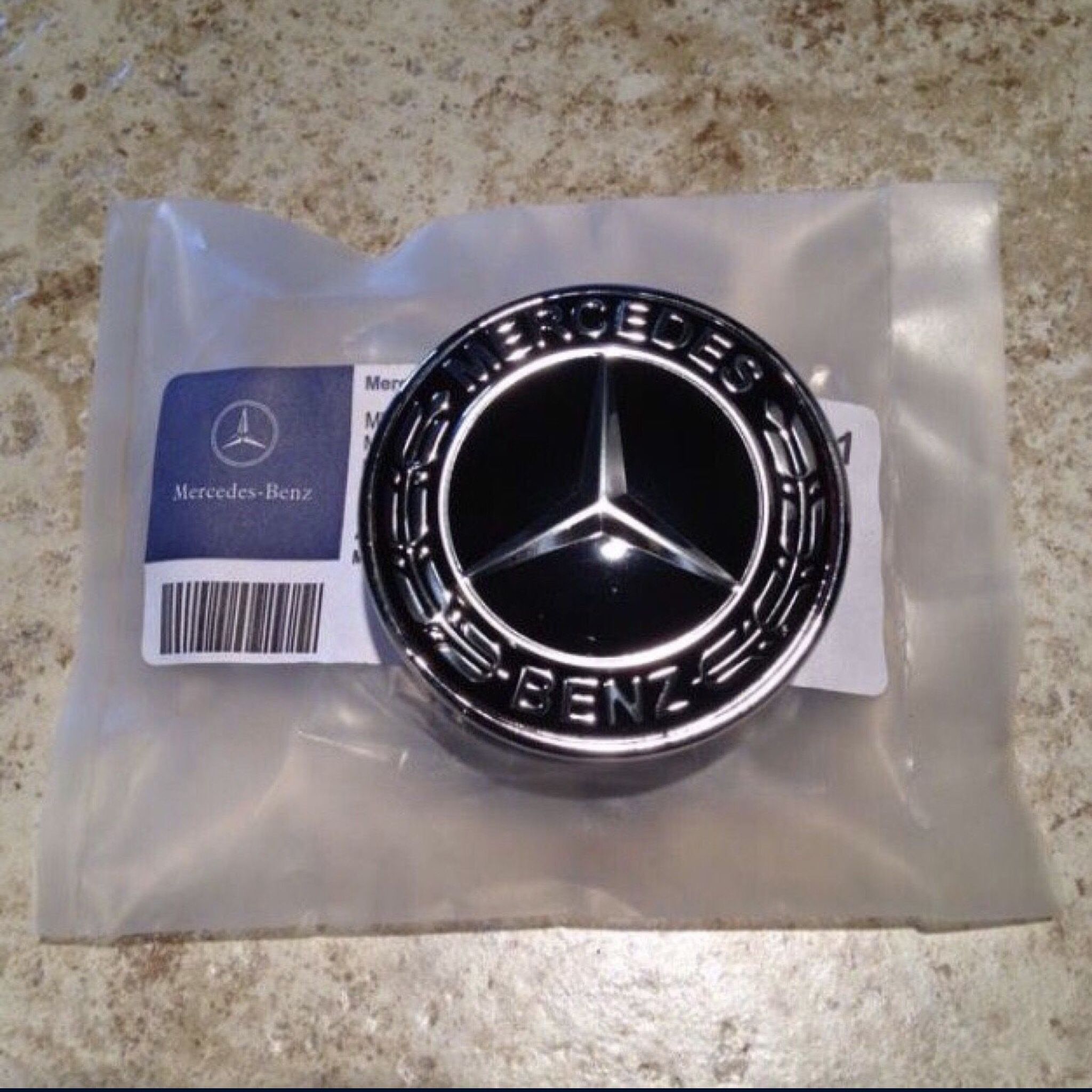Mercedes Benz Black Flat Hood Emblem OEM Star Delete AMG