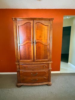 Wood Armoire, Bed Frame, Dresser, tv stand