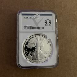 1986 S NGC X Silver Eagle Proof 9.9 Ultra  Cameo First Year of the Silver Eagle