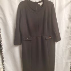 Liz Claiborne Ladies Black Dress Size XL Pencil Fitted Dress
