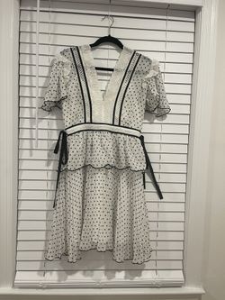 SELF-PORTRAIT Polka Dot Print Mini Dress, size 6/M