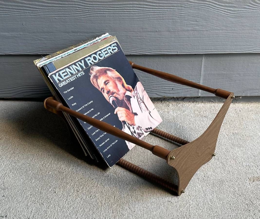 Vintage Mid Century Modern MCM Vinyl Records Rack Magazine Holder