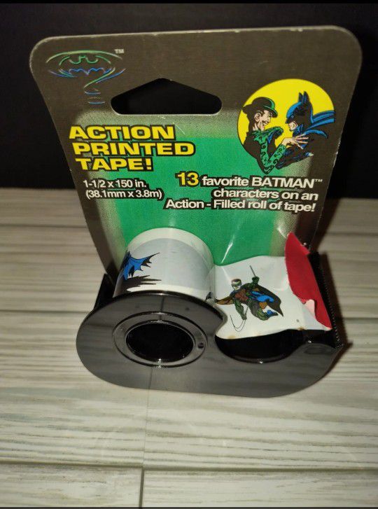 Batman Action Printed Roll Of Tape With Dispenser Vintage 1995 DC Comics 