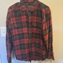 American Eagle Shirt/jacket Red And Black Plaid 
