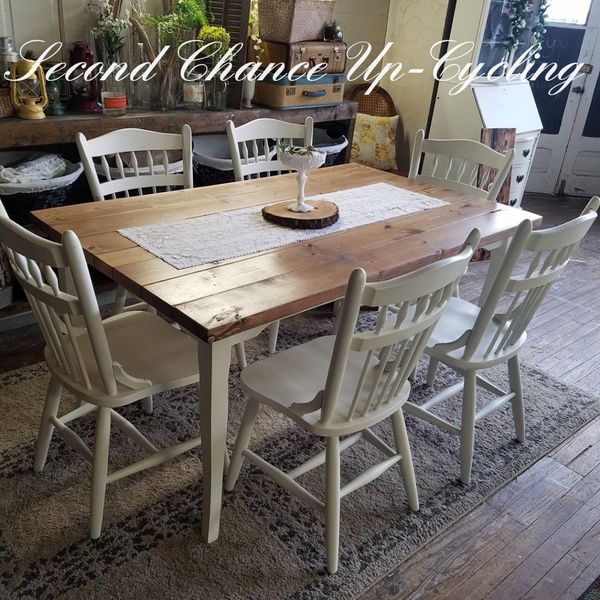 Custom Built Farm Table 6 Vintage Chairs For Sale In Baltimore Oh Offerup