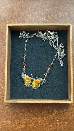 Monarch butterfly necklace