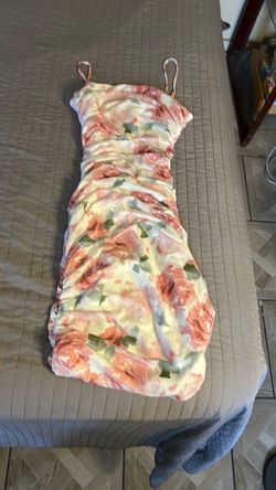 Floral Ruched Spaghetti Strap  Dress