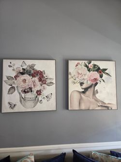 Lady and Skull wall art 29"x29"