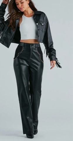 Faux leather black western pants