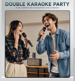 Wireless Microphone, Metal Dynamic Wireless Microphones with One-to-One Chip Connection and Rechargeable Receiver, 40H Duration, 200FT Range Receiving