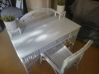 Rattan  desk with chair