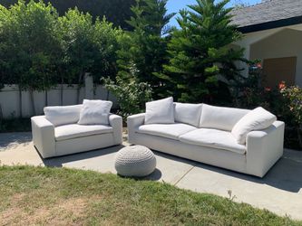 White / Off-White Sofa + Oversized Chair Set