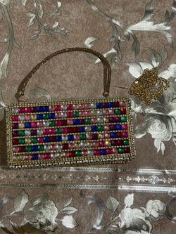 Multicolor Crystal Embellished Evening Clutch